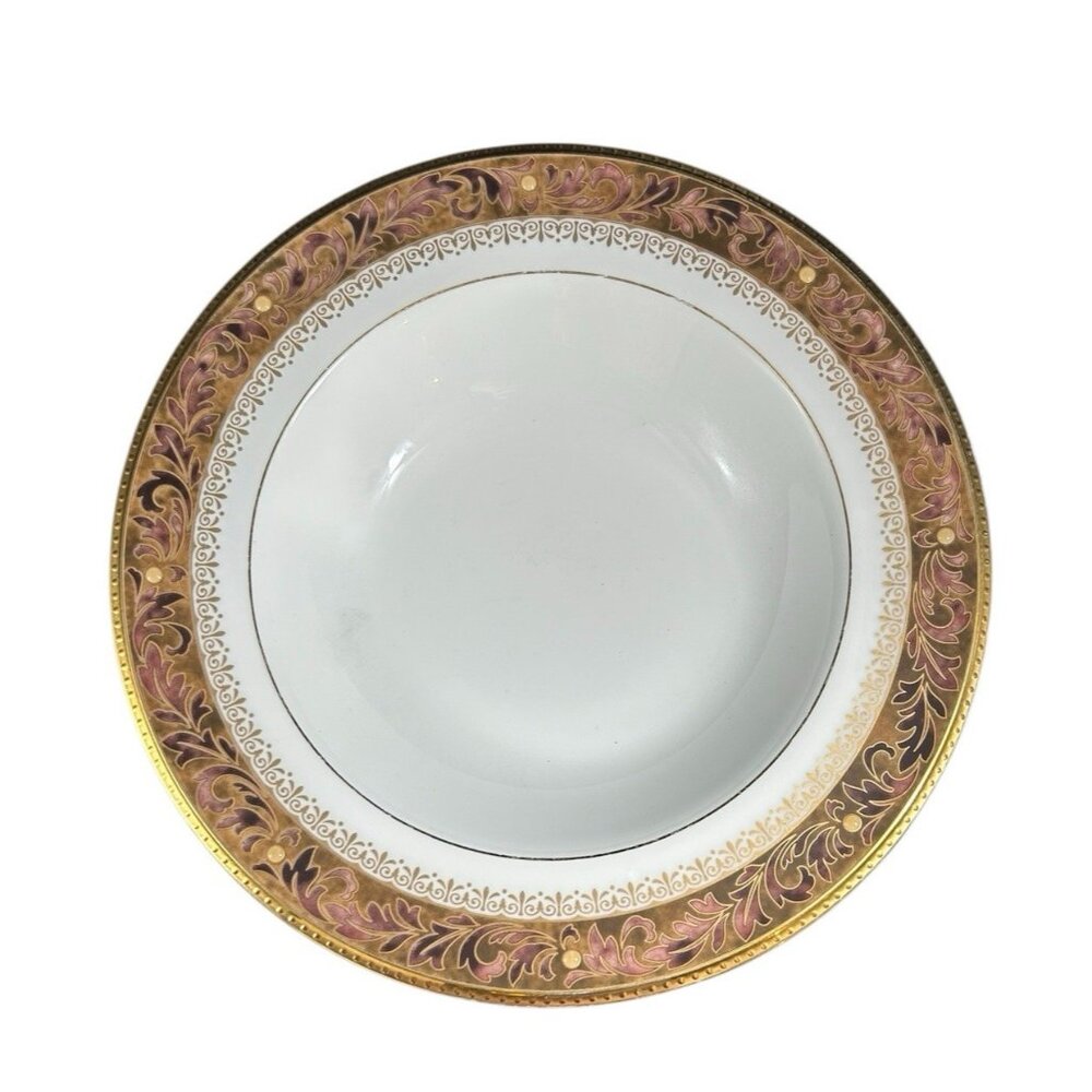 Vintage Set of 4 Noritake Xavier Gold Rimmed 8.5" Soup Bowl 11oz